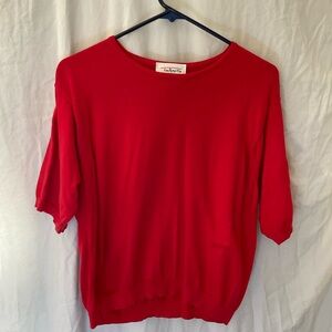 Talbots medium petite 100% cotton red short sleeve pullover